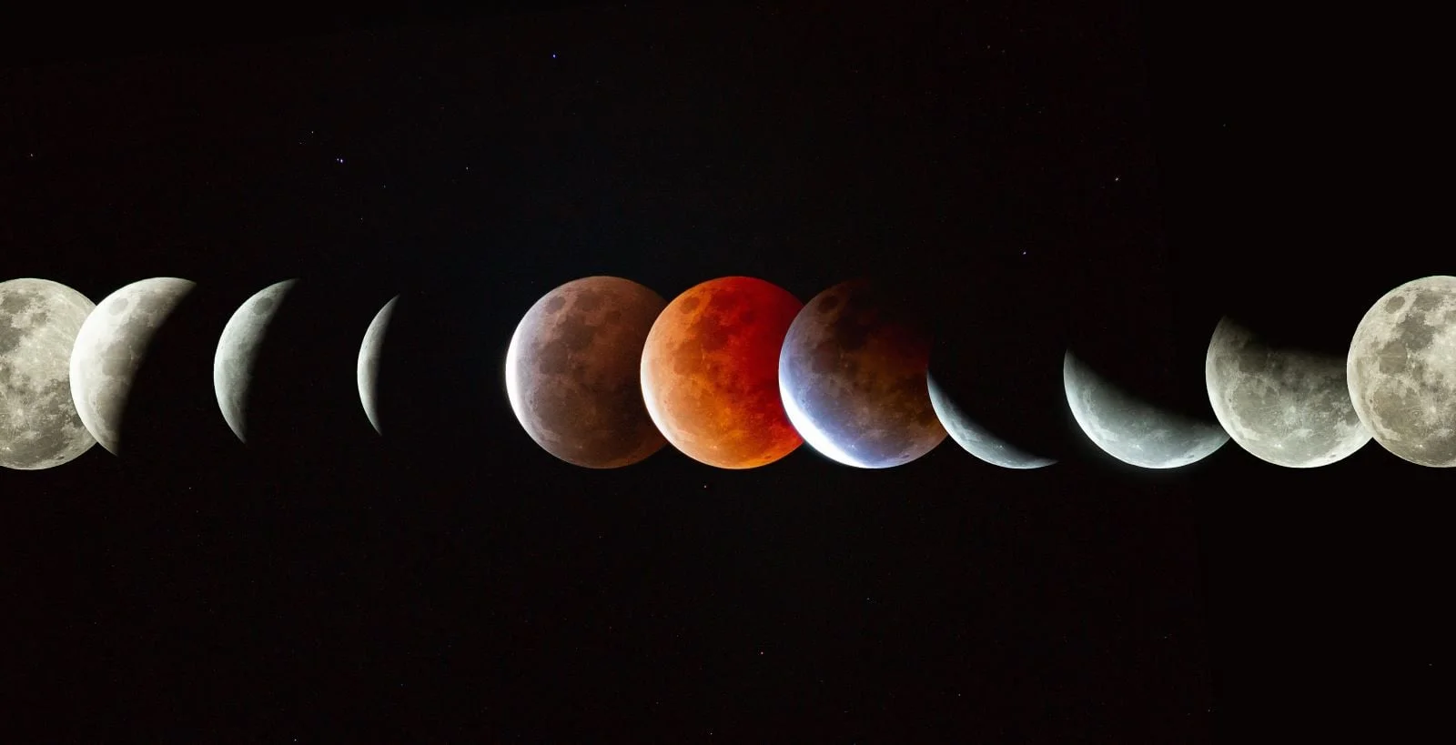 Colorful Moon Phases
